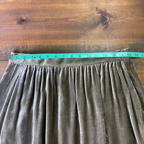 Zadig & Voltaire Joslin Velvet Midi Skirt Brown Green High Low Lace Trim Size 40 - Picture 14 of 15
